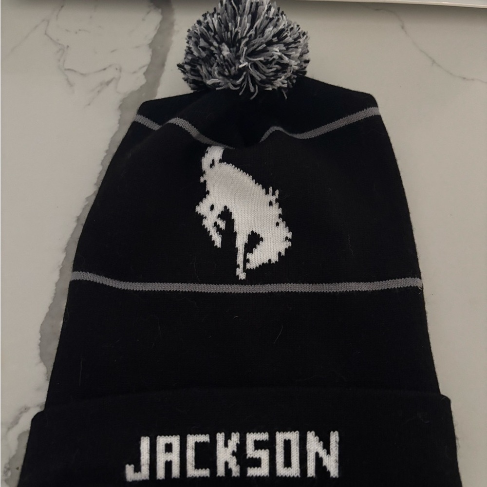 Black and White Jackson, WY Beanie